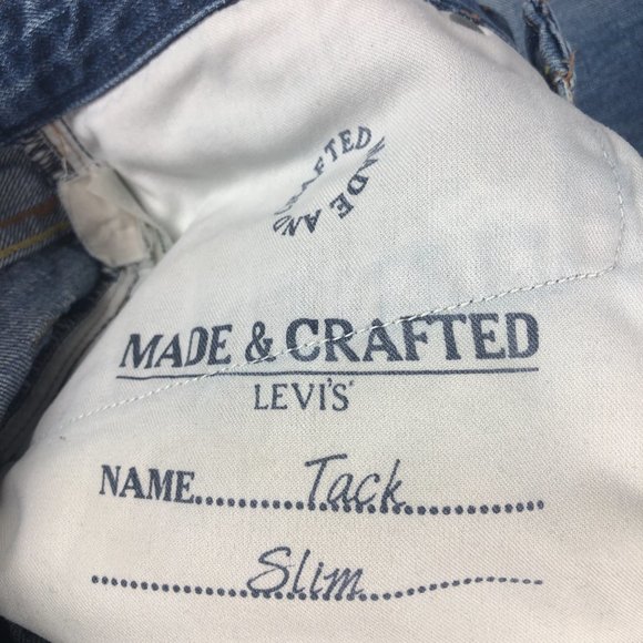 Levi's Made & Crafted Jeans Men's 31 X 31* Tack Slim Fit Blue Distressed Denim - Picture 6 of 16